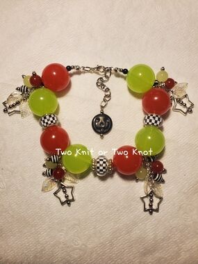 NWT 4-in-1 OOAK Retro Chunky Beaded Bracelet Anklet Pet Collar Bag Charm Y2K